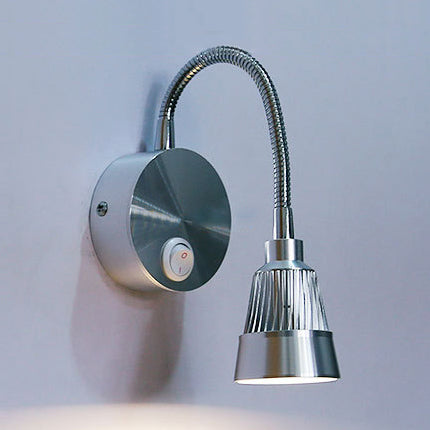 Chrome Conical Wall Lamp Modernist LED Metal Adjustable Reading Wall Sconce in Warm/White Lighting Chrome with Switch Clearhalo 'Cast Iron' 'Glass' 'Industrial' 'Modern wall lights' 'Modern' 'Tiffany' 'Traditional wall lights' 'Wall Lamps & Sconces' 'Wall Lights' Lighting' 128629