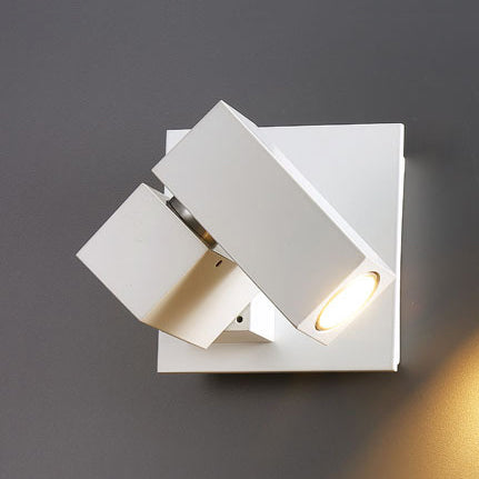 Adjustable Cube Shade Wall Light Fixture Modern Metallic LED Living Room Spotlight in Black/White White Clearhalo 'Cast Iron' 'Glass' 'Industrial' 'Modern wall lights' 'Modern' 'Tiffany' 'Traditional wall lights' 'Wall Lamps & Sconces' 'Wall Lights' Lighting' 128710