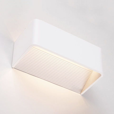 Modernist Rectangular Metal Wall Mounted Lamp 8"/12" Wide LED Up and Down Lighting in Gold/Black/White, White/Warm Lighting Clearhalo 'Cast Iron' 'Glass' 'Industrial' 'Modern wall lights' 'Modern' 'Tiffany' 'Traditional wall lights' 'Wall Lamps & Sconces' 'Wall Lights' Lighting' 128730