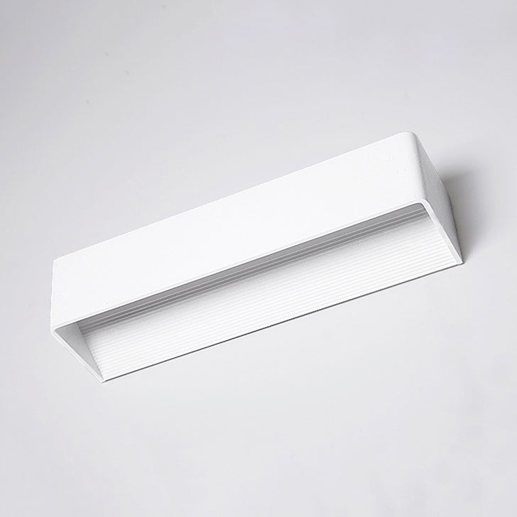 Modernist Rectangular Metal Wall Mounted Lamp 8"/12" Wide LED Up and Down Lighting in Gold/Black/White, White/Warm Lighting Clearhalo 'Cast Iron' 'Glass' 'Industrial' 'Modern wall lights' 'Modern' 'Tiffany' 'Traditional wall lights' 'Wall Lamps & Sconces' 'Wall Lights' Lighting' 128732