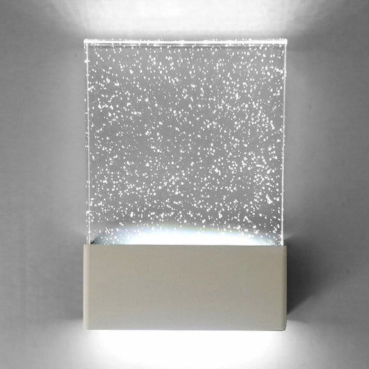 Bubble Crystal Rectangle LED Sconce Light Fixture Modern 1 Light Black/White Wall Light for Living Room Hotel White Clearhalo 'Cast Iron' 'Glass' 'Industrial' 'Modern wall lights' 'Modern' 'Tiffany' 'Traditional wall lights' 'Wall Lamps & Sconces' 'Wall Lights' Lighting' 128757