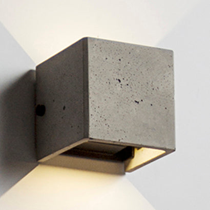 4"/8" Wide Cube Wall Light Sconce in Nordic Style Cement 1 Light Grey Wall Sconce Clearhalo 'Modern wall lights' 'Modern' 'Wall Lamps & Sconces' 'Wall Lights' Lighting' 128786