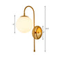 Golden Gooseneck Wall Sconce Modern 1 Head Metal Wall Lamp with Frosted Glass Ball Shade for Bedroom Clearhalo 'Cast Iron' 'Glass' 'Industrial' 'Modern wall lights' 'Modern' 'Tiffany' 'Traditional wall lights' 'Wall Lamps & Sconces' 'Wall Lights' Lighting' 128814