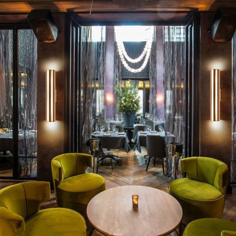 Gold Cylinder Wall Sconce Fixture Modern Style 2"/3" Width LED Metal Wall Lamp in Gold for Corridor Clearhalo 'Cast Iron' 'Glass' 'Industrial' 'Modern wall lights' 'Modern' 'Tiffany' 'Traditional wall lights' 'Wall Lamps & Sconces' 'Wall Lights' Lighting' 128848