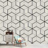 Matrix Wall Paper Murals Black-White Contemporary Wall Art for Bedroom, Customized Size Clearhalo 'Wall Decor' 'Wall Mural' 1289097