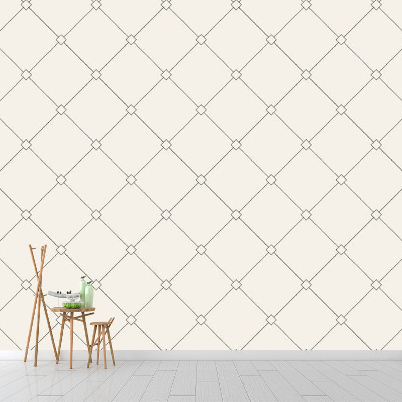 Simplicity Trellis Wall Paper Murals for Living Room Customized Wall Covering in Beige Beige Clearhalo 'Wall Decor' 'Wall Mural' 1289121
