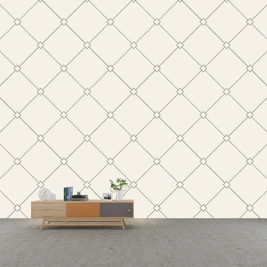 Simplicity Trellis Wall Paper Murals for Living Room Customized Wall Covering in Beige Clearhalo 'Wall Decor' 'Wall Mural' 1289123