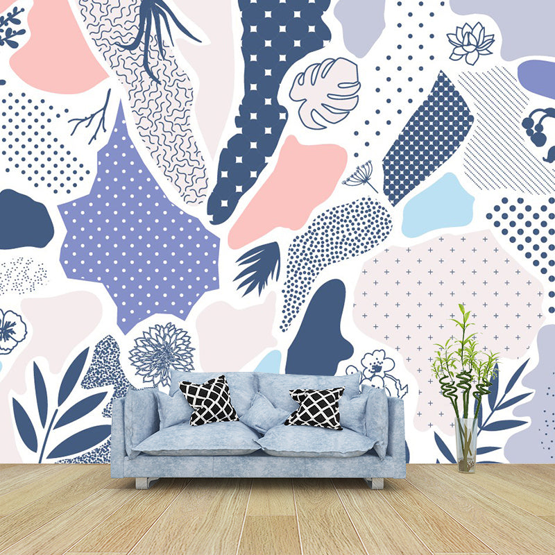 Bohemian Botanix Flower Wall Mural Decal Grey-Purple Water-Proof Wall Covering for Bedroom Gray-Purple Clearhalo 'Wall Decor' 'Wall Mural' 1289216