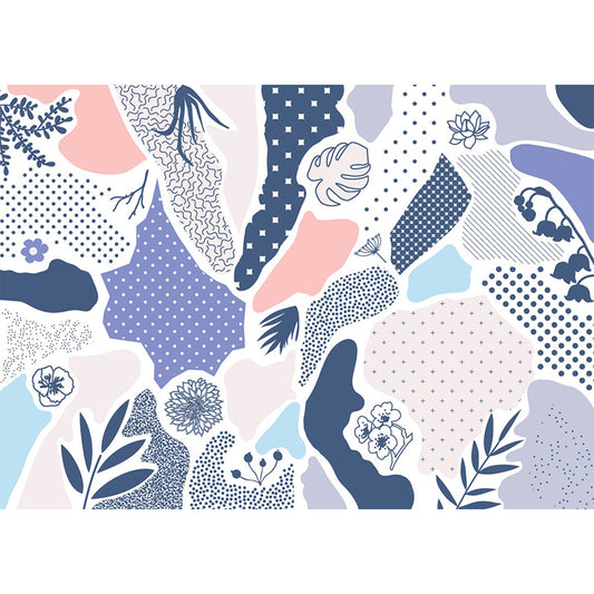 Bohemian Botanix Flower Wall Mural Decal Grey-Purple Water-Proof Wall Covering for Bedroom Clearhalo 'Wall Decor' 'Wall Mural' 1289219