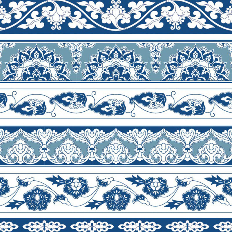 Blue Floral Pattern Wallpaper Mural Abstract Boho Stain Resistant Wall Covering for Home Clearhalo 'Wall Decor' 'Wall Mural' 1289234