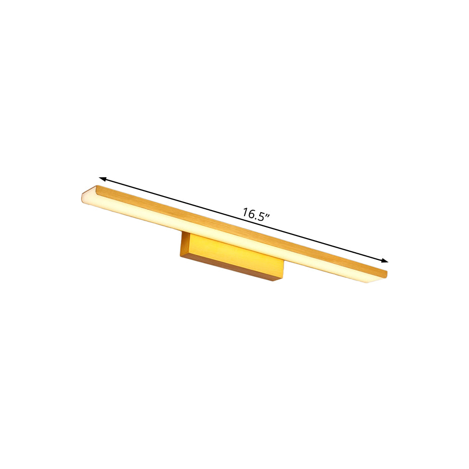 Aluminum Slim Rectangle Vanity Lighting Modern 16.5"/24.5" Dia LED Golden Wall Mounted Light in Warm/White Light for Bathroom Clearhalo 'Cast Iron' 'Glass' 'Industrial' 'Modern wall lights' 'Modern' 'Tiffany' 'Traditional wall lights' 'Wall Lamps & Sconces' 'Wall Lights' Lighting' 128927
