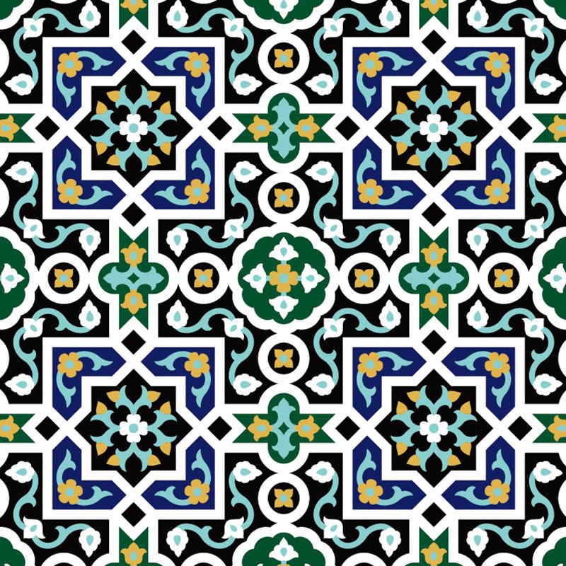 Bohemian Geometry Abstract Wall Murals Blue-Purple-Yellow Washable Wall Covering for Home Clearhalo 'Wall Decor' 'Wall Mural' 1289274