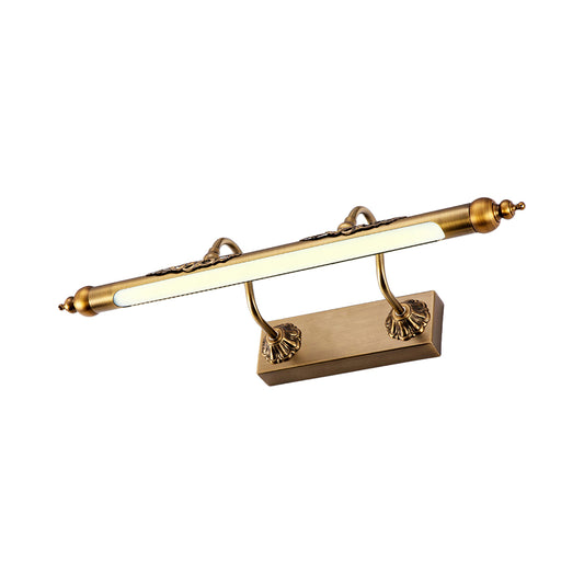 Metallic Linear Vanity Light Modernism Style 18"/21.5" Wide LED Brass Wall Sconce Lighting in Warm/White Lighting for Bathroom Clearhalo 'Cast Iron' 'Glass' 'Industrial' 'Modern wall lights' 'Modern' 'Tiffany' 'Traditional wall lights' 'Wall Lamps & Sconces' 'Wall Lights' Lighting' 128932