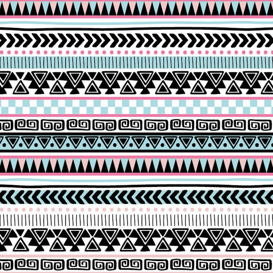 Pink-Blue Seamless Pattern Murals Geometry Boho Stain-Proof Wall Art for Living Room Clearhalo 'Wall Decor' 'Wall Mural' 1289339