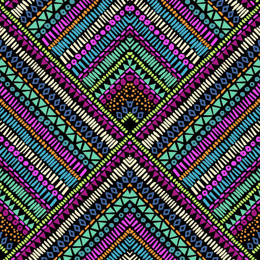 Illustration Triangle Murals for Accent Wall Seamless Pattern Wall Covering in Rose Red-Blue-Green, Waterproof Clearhalo 'Wall Decor' 'Wall Mural' 1289449