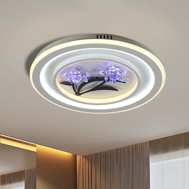 Round/Square Great Room Flushmount Lighting Modern Crystal LED White Close to Ceiling Lamp Clearhalo 'Ceiling Lights' 'Close To Ceiling Lights' 'Close to ceiling' 'Flush mount' Lighting' 1289617