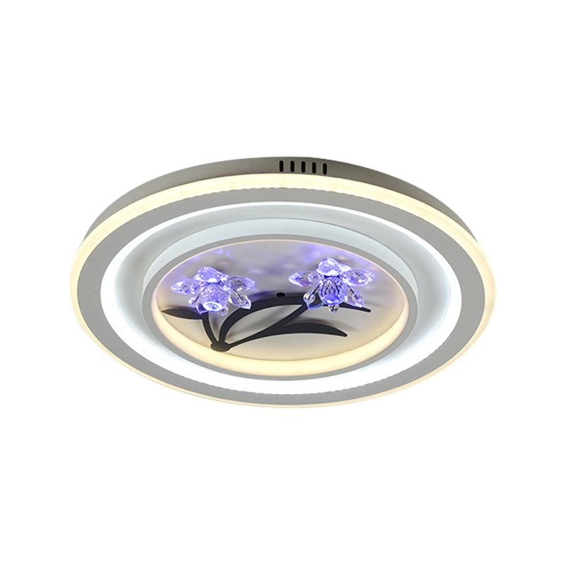 Round/Square Great Room Flushmount Lighting Modern Crystal LED White Close to Ceiling Lamp Clearhalo 'Ceiling Lights' 'Close To Ceiling Lights' 'Close to ceiling' 'Flush mount' Lighting' 1289618