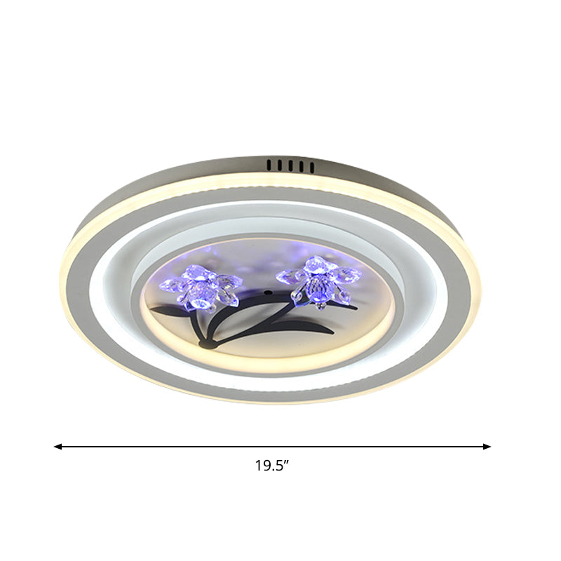 Round/Square Great Room Flushmount Lighting Modern Crystal LED White Close to Ceiling Lamp Clearhalo 'Ceiling Lights' 'Close To Ceiling Lights' 'Close to ceiling' 'Flush mount' Lighting' 1289619