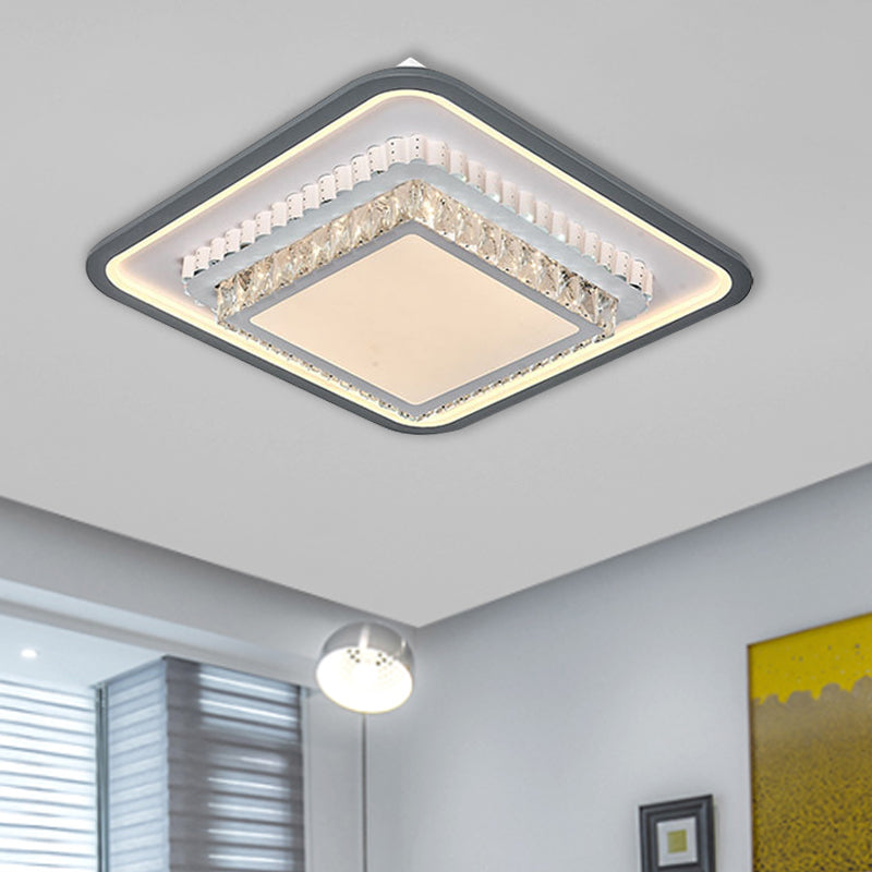 LED Flushmount Lighting Modern Square/Rectangle Crystal Ceiling Mounted Fixture in Black and White - Clearhalo - 'Ceiling Lights' - 'Close To Ceiling Lights' - 'Close to ceiling' - 'Flush mount' - Lighting' - 1289630