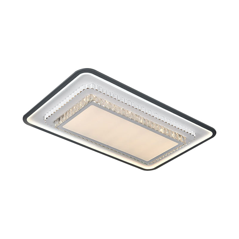 LED Flushmount Lighting Modern Square/Rectangle Crystal Ceiling Mounted Fixture in Black and White - Clearhalo - 'Ceiling Lights' - 'Close To Ceiling Lights' - 'Close to ceiling' - 'Flush mount' - Lighting' - 1289635