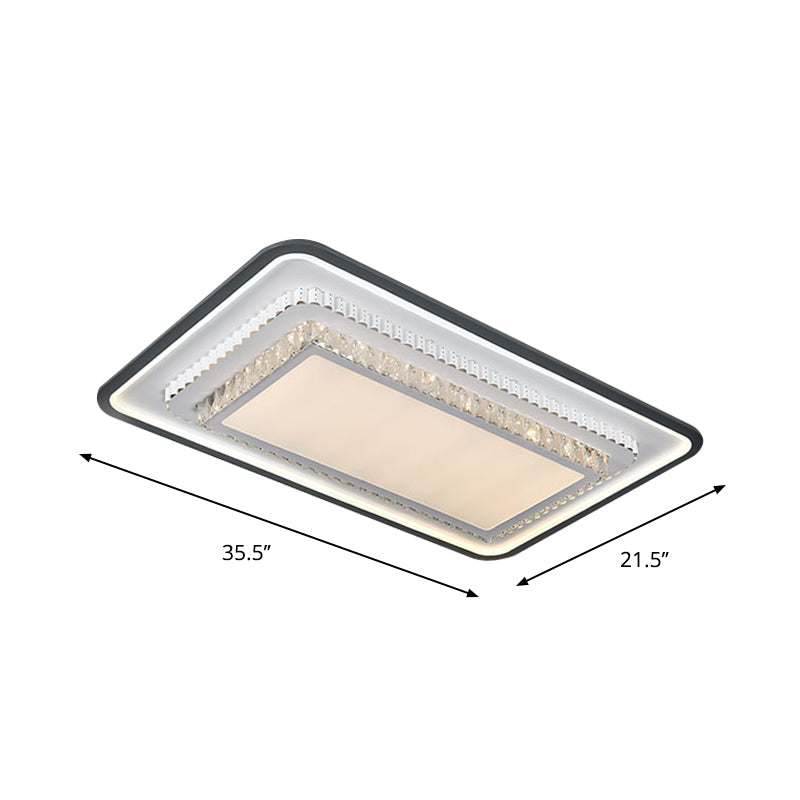 LED Flushmount Lighting Modern Square/Rectangle Crystal Ceiling Mounted Fixture in Black and White - Clearhalo - 'Ceiling Lights' - 'Close To Ceiling Lights' - 'Close to ceiling' - 'Flush mount' - Lighting' - 1289637