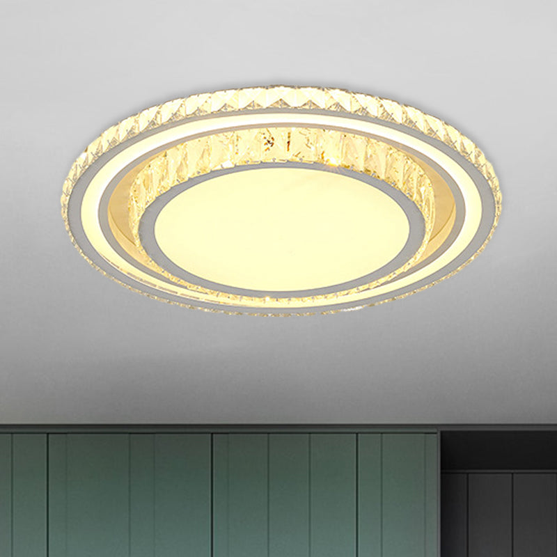 Contemporary Round/Square Flush Mount Lamp LED Crystal Flush Mount Ceiling Fixture in White