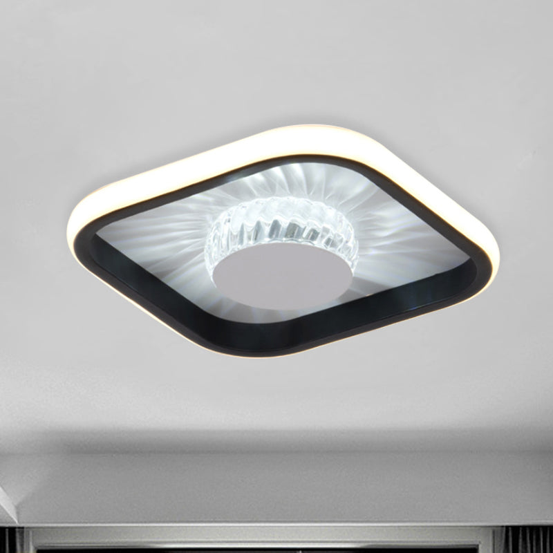 LED Square Flush Mount Fixture Modern White/Black Crystal Close to Ceiling Lighting for Study - Clearhalo - 'Ceiling Lights' - 'Close To Ceiling Lights' - 'Close to ceiling' - 'Flush mount' - Lighting' - 1289661