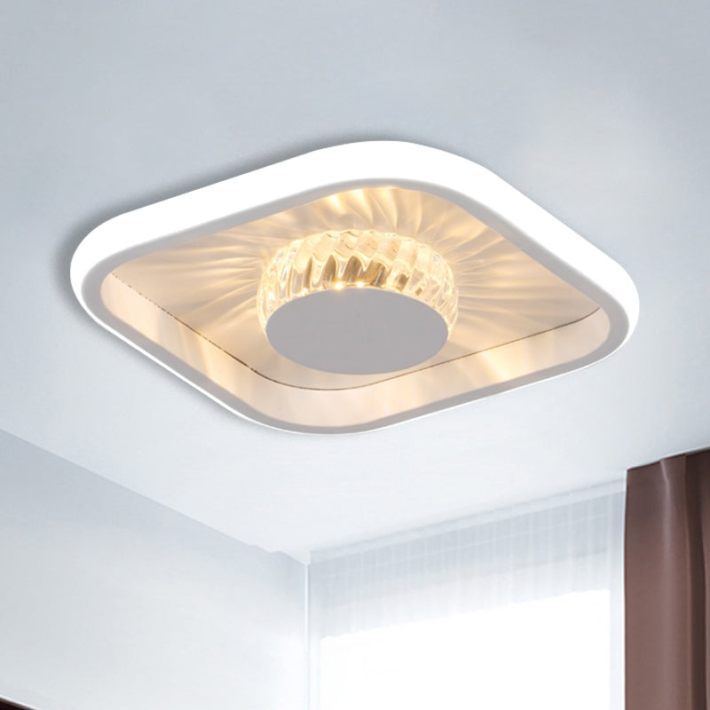 LED Square Flush Mount Fixture Modern White/Black Crystal Close to Ceiling Lighting for Study - Clearhalo - 'Ceiling Lights' - 'Close To Ceiling Lights' - 'Close to ceiling' - 'Flush mount' - Lighting' - 1289665