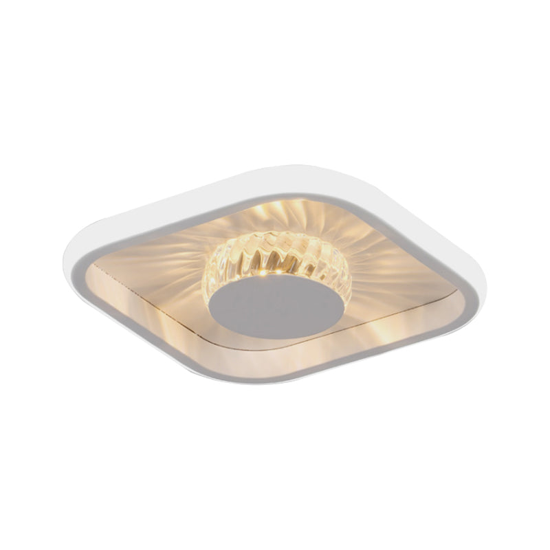 LED Square Flush Mount Fixture Modern White/Black Crystal Close to Ceiling Lighting for Study - Clearhalo - 'Ceiling Lights' - 'Close To Ceiling Lights' - 'Close to ceiling' - 'Flush mount' - Lighting' - 1289667