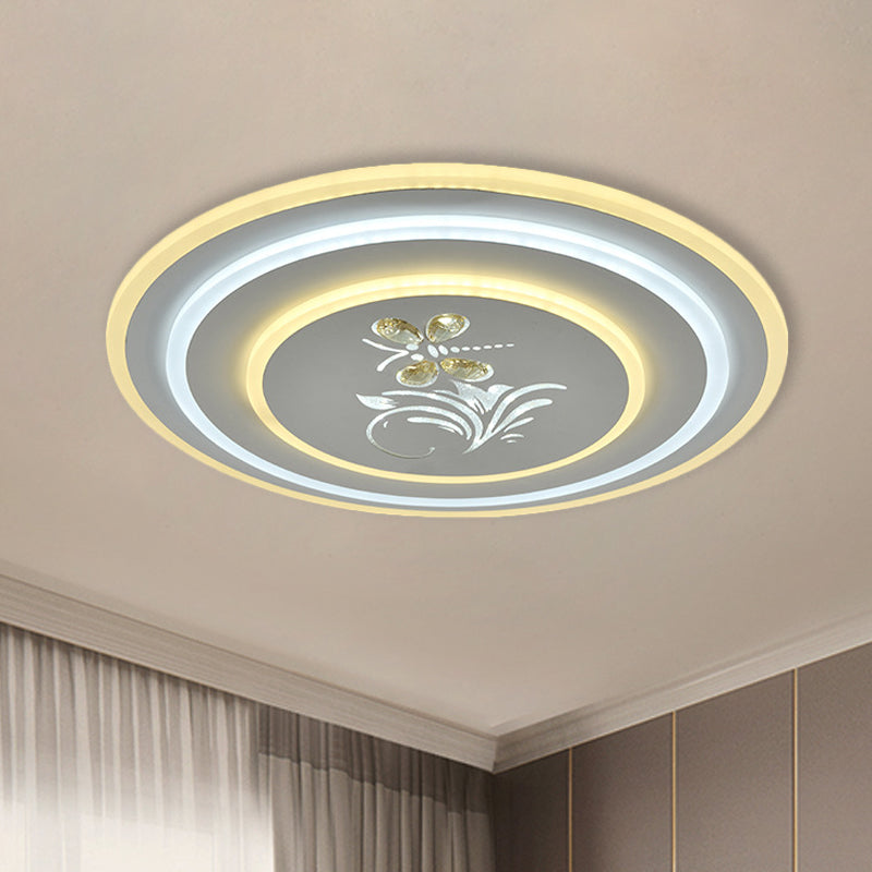 White Round/Square Flush Mount Lamp Modern Crystal LED Dinning Room Ceiling Mounted Fixture Clearhalo 'Ceiling Lights' 'Close To Ceiling Lights' 'Close to ceiling' 'Flush mount' Lighting' 1289678