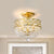 3 Heads Light Fixture with Dropped Ball Crystal Contemporary Porch Semi-Flush Mount in Gold Gold Clearhalo 'Ceiling Lights' 'Close To Ceiling Lights' 'Close to ceiling' 'Semi-flushmount' Lighting' 1289703