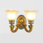 Gold 1/2-Light Wall Mounted Lamp Antique Opal Glass Scalloped Bell Sconce Light Fixture Clearhalo 'Wall Lamps & Sconces' 'Wall Lights' Lighting' 1289812