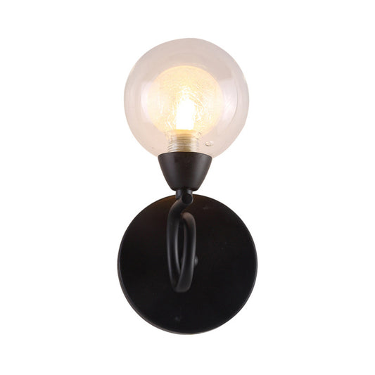 White Glass Round Sconce Lighting Contemporary Led Black Wall Mounted Light Fixture Clearhalo 'Cast Iron' 'Glass' 'Industrial' 'Modern wall lights' 'Modern' 'Tiffany' 'Traditional wall lights' 'Wall Lamps & Sconces' 'Wall Lights' Lighting' 128982