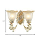 Vintage Scalloped Wall Light Fixture 1/2-Light White Glass Wall Mount Lamp in Gold for Bedroom Clearhalo 'Wall Lamps & Sconces' 'Wall Lights' Lighting' 1289857