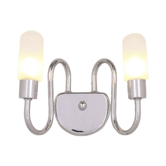 Pill Capsule Sconce Light Contemporary Milk Glass 2/3 Lights Chrome Led Flush Mount Wall Sconce Clearhalo 'Cast Iron' 'Glass' 'Industrial' 'Modern wall lights' 'Modern' 'Tiffany' 'Traditional wall lights' 'Wall Lamps & Sconces' 'Wall Lights' Lighting' 128990