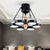 Simplicity Drum Pendant Fan Light Metallic 6-Head 48" W Drawing Room Close to Ceiling Lamp with 4 Clear Blades in Black/White/Pink Black Clearhalo 'Ceiling Fans with Lights' 'Ceiling Fans' 'Modern Ceiling Fans' 'Modern' Lighting' 1289912