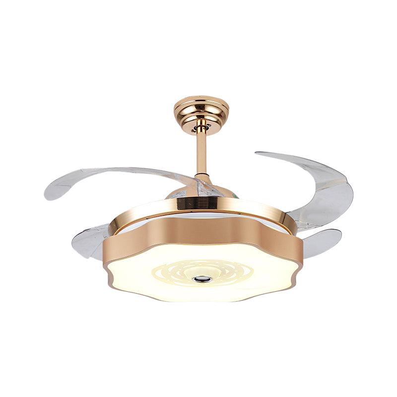 Acrylic Bloom Ceiling Flush Modernist Gold 4 Blades LED Hanging Fan Light, 42" Width Clearhalo 'Ceiling Fans with Lights' 'Ceiling Fans' 'Modern Ceiling Fans' 'Modern' Lighting' 1289977