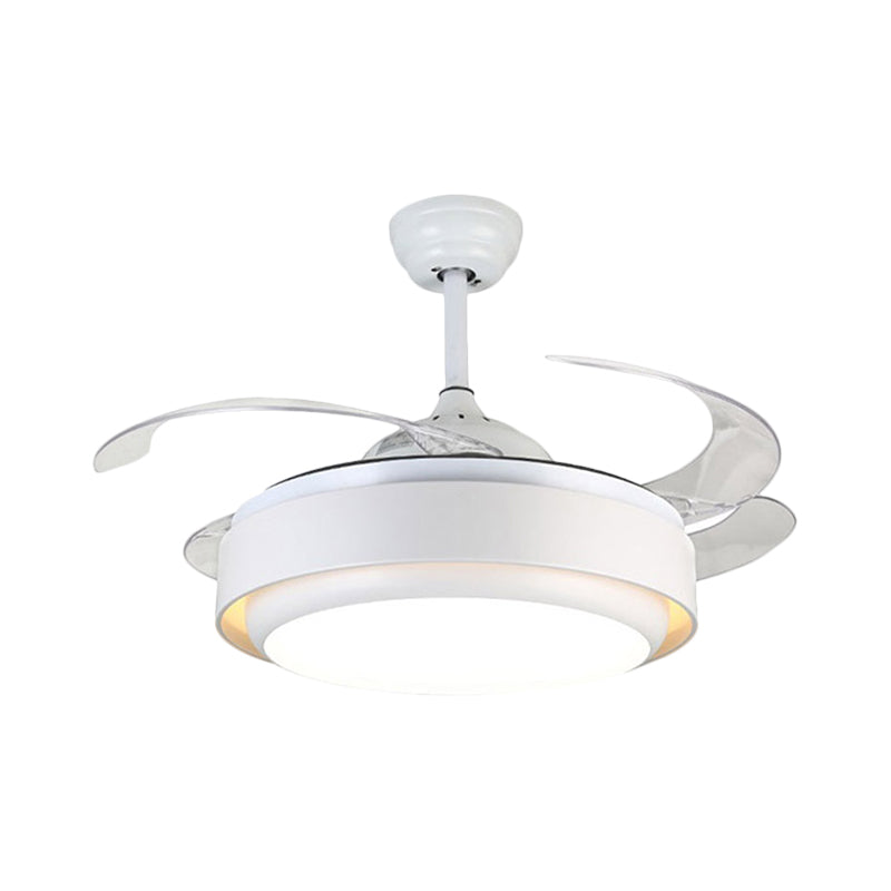Acrylic Circular Hanging Fan Lamp Simplicity 42.5" Wide LED White Close to Ceiling Lighting with 4 Blades Clearhalo 'Ceiling Fans with Lights' 'Ceiling Fans' 'Modern Ceiling Fans' 'Modern' Lighting' 1290005