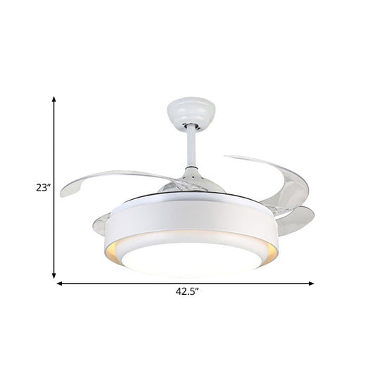 Acrylic Circular Hanging Fan Lamp Simplicity 42.5" Wide LED White Close to Ceiling Lighting with 4 Blades Clearhalo 'Ceiling Fans with Lights' 'Ceiling Fans' 'Modern Ceiling Fans' 'Modern' Lighting' 1290006