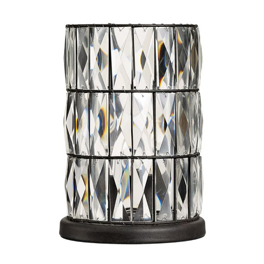 1 Bulb Night Light Modern Barrel Crystal Night Table Lamp for Sleeping Room in Black Clearhalo 'Lamps' 'Table Lamps' Lighting' 1290117