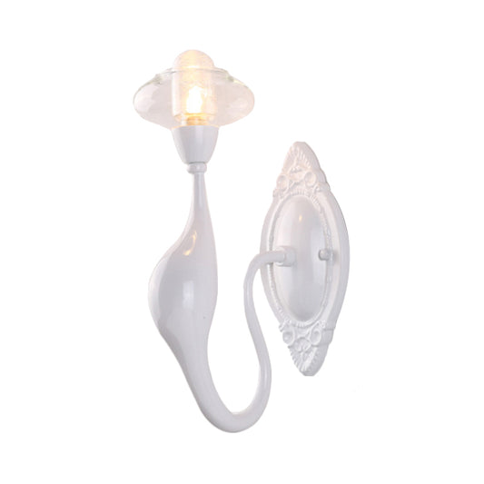 Clear Glass Oval Sconce Light Modern 1/2 Lights White Led Wall Lighting Fixture with Dolphin-Shaped Arm Clearhalo 'Cast Iron' 'Glass' 'Industrial' 'Modern wall lights' 'Modern' 'Tiffany' 'Traditional wall lights' 'Wall Lamps & Sconces' 'Wall Lights' Lighting' 129045