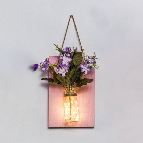 Floral Wall String Lights for Cafe Rustic Clear Glass Shade Twinkle Light with Pink Backplate Pink Daisy Clearhalo 'Wall Lamps & Sconces' 'Wall Lights' Lighting' 129300