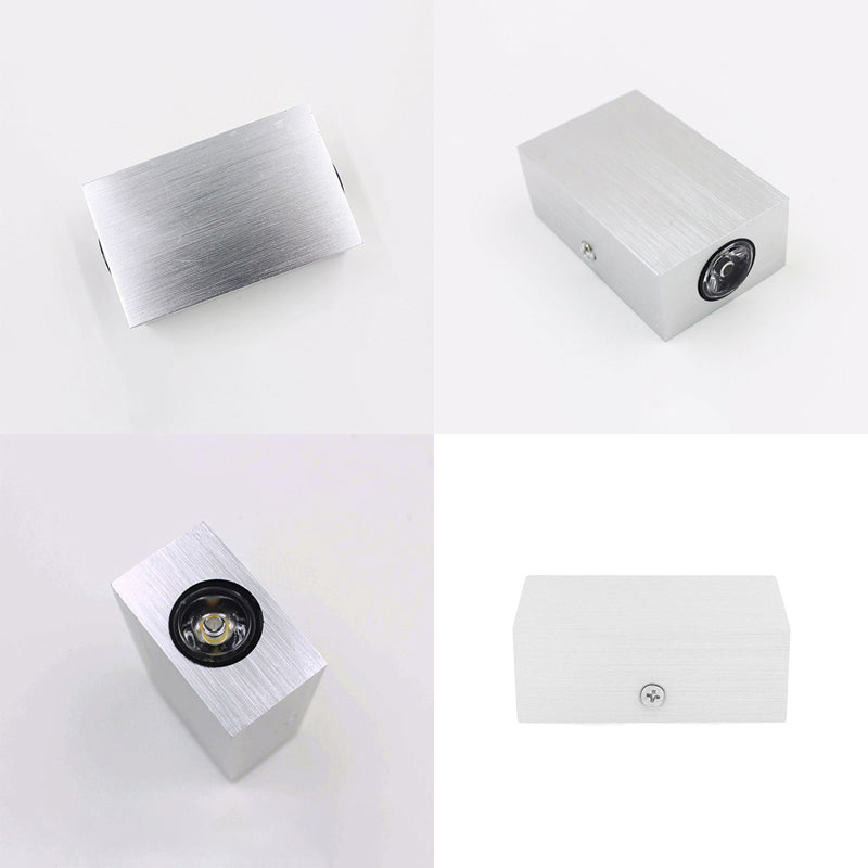 Nickel Finish Rectangular Wall Light Sconce Modern LED Aluminum Wall Lamp in Warm/White Lighting for Porch Clearhalo 'Cast Iron' 'Glass' 'Industrial' 'Modern wall lights' 'Modern' 'Tiffany' 'Traditional wall lights' 'Wall Lamps & Sconces' 'Wall Lights' Lighting' 129556