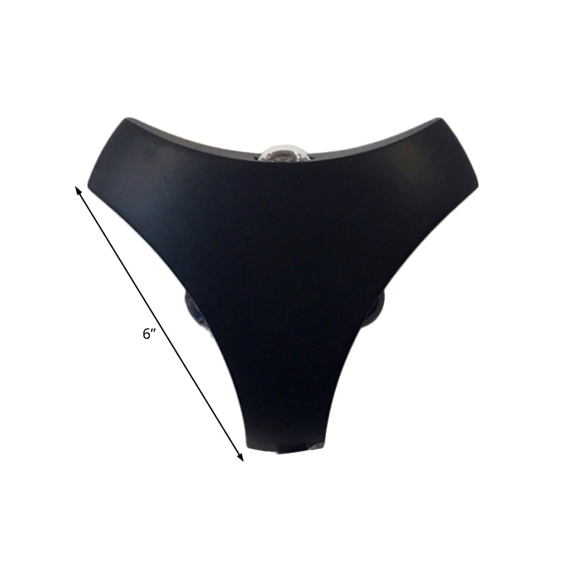 3-Light Stairway Wall Mounted Lamp with Triangle Aluminum Shade Black Sconce Lighting in White/Warm Light Clearhalo 'Cast Iron' 'Glass' 'Industrial' 'Modern wall lights' 'Modern' 'Tiffany' 'Traditional wall lights' 'Wall Lamps & Sconces' 'Wall Lights' Lighting' 129721