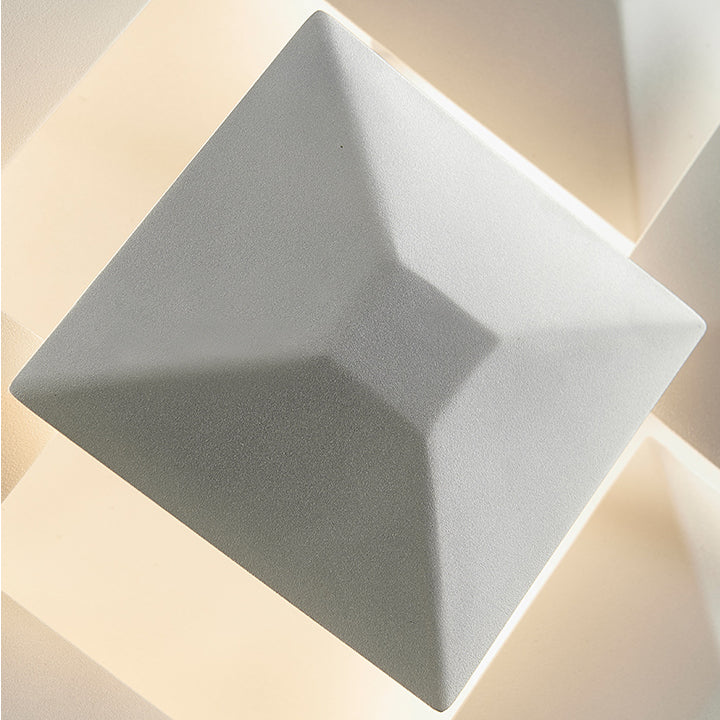 Modernist 1/3-Light Sconce Lighting with Metal Shade Black/White Geometric Wall Lamp for Stairway Clearhalo 'Cast Iron' 'Glass' 'Industrial' 'Modern wall lights' 'Modern' 'Tiffany' 'Traditional wall lights' 'Wall Lamps & Sconces' 'Wall Lights' Lighting' 129964