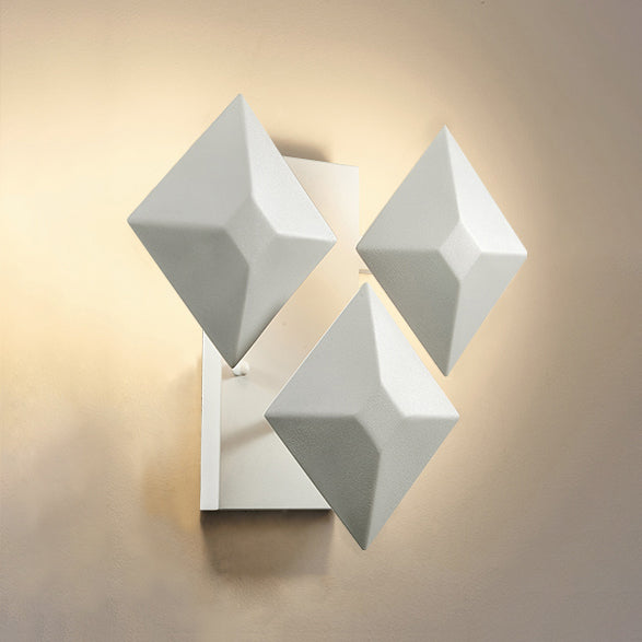 Modernist 1/3-Light Sconce Lighting with Metal Shade Black/White Geometric Wall Lamp for Stairway 3.0 White Clearhalo 'Cast Iron' 'Glass' 'Industrial' 'Modern wall lights' 'Modern' 'Tiffany' 'Traditional wall lights' 'Wall Lamps & Sconces' 'Wall Lights' Lighting' 129966
