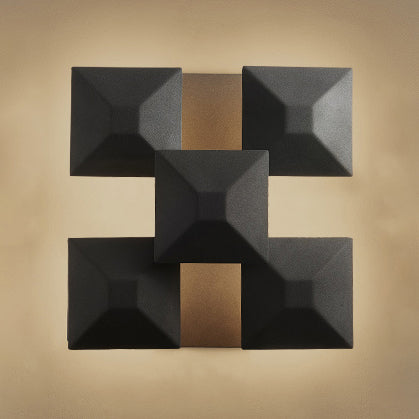 Modernist 1/3-Light Sconce Lighting with Metal Shade Black/White Geometric Wall Lamp for Stairway 5.0 Black Clearhalo 'Cast Iron' 'Glass' 'Industrial' 'Modern wall lights' 'Modern' 'Tiffany' 'Traditional wall lights' 'Wall Lamps & Sconces' 'Wall Lights' Lighting' 129968