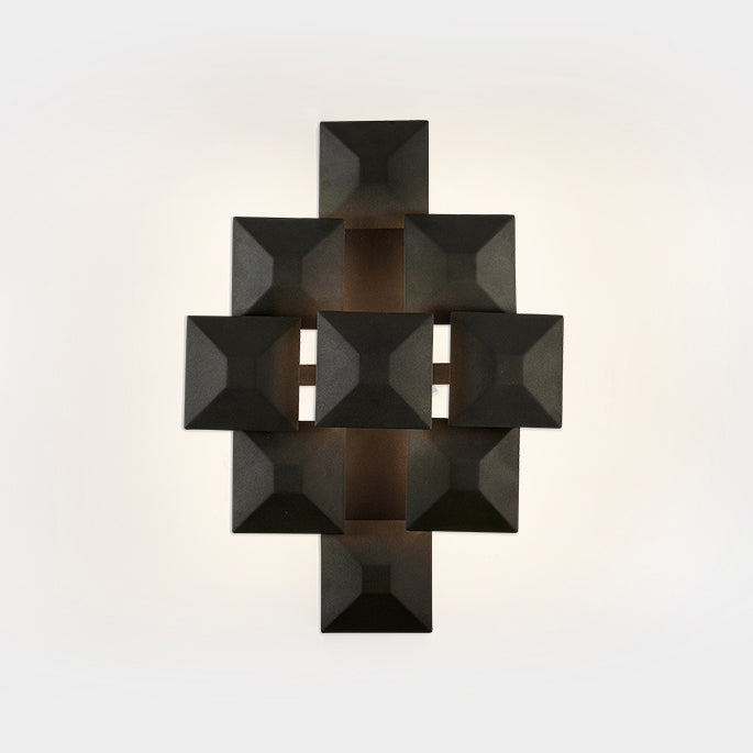 Modernist 1/3-Light Sconce Lighting with Metal Shade Black/White Geometric Wall Lamp for Stairway 9.0 Black Clearhalo 'Cast Iron' 'Glass' 'Industrial' 'Modern wall lights' 'Modern' 'Tiffany' 'Traditional wall lights' 'Wall Lamps & Sconces' 'Wall Lights' Lighting' 129971