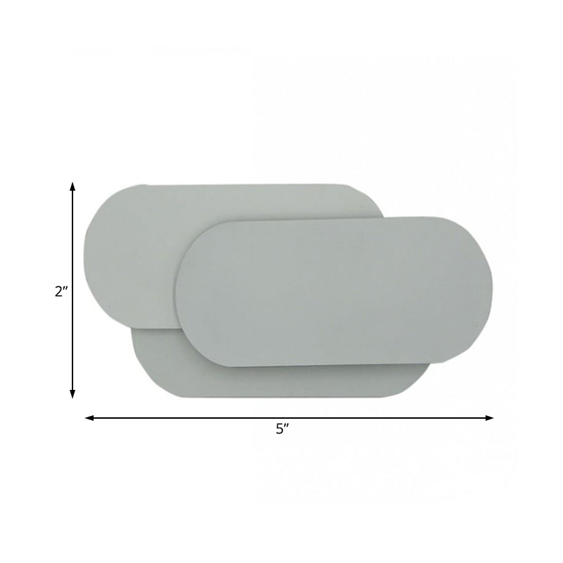 Metal Oval Shade Wall Sconce Lighting Simple Stylish Warm/White Light LED Wall Light Fixture in Grey for Bedroom Clearhalo 'Cast Iron' 'Glass' 'Industrial' 'Modern wall lights' 'Modern' 'Tiffany' 'Traditional wall lights' 'Wall Lamps & Sconces' 'Wall Lights' Lighting' 130300