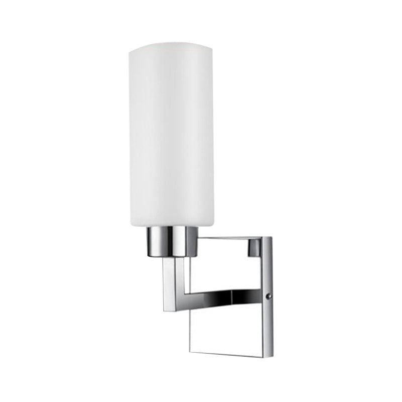 Rectangular Milk Glass Wall Sconce Modernist 1 Light Chrome Wall Light Fixture for Office Clearhalo 'Cast Iron' 'Glass' 'Industrial' 'Modern wall lights' 'Modern' 'Tiffany' 'Traditional wall lights' 'Wall Lamps & Sconces' 'Wall Lights' Lighting' 130374
